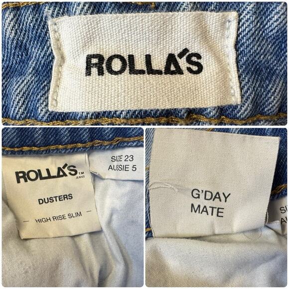 ROLLA’S Dusters High Rise Slim Cut Off Jean Shorts G’Day Mate Aussie 5 Size 23 - Picture 8 of 8